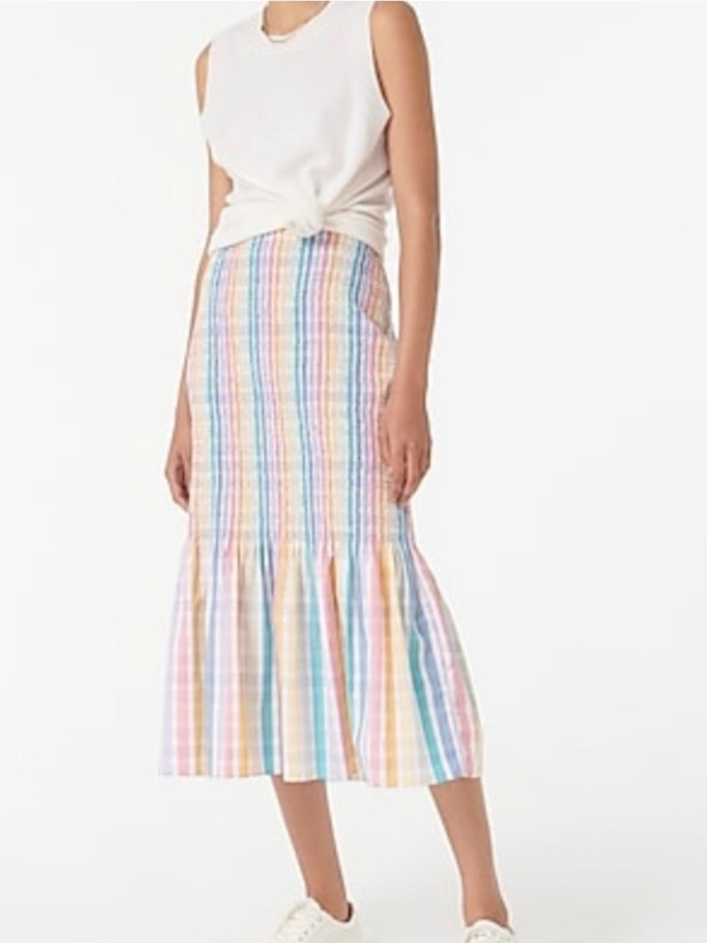 VGUC J. Crew Multi-Color Gingham Multicolor Midi Skirt size 6